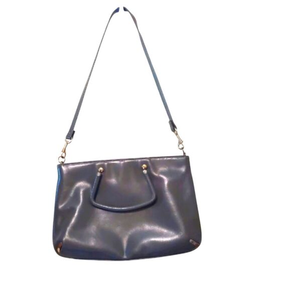 Vintage LISETTE Leather Look Shoulder Hand Bag Purse Neutral Gray Hinged - Picture 1 of 15